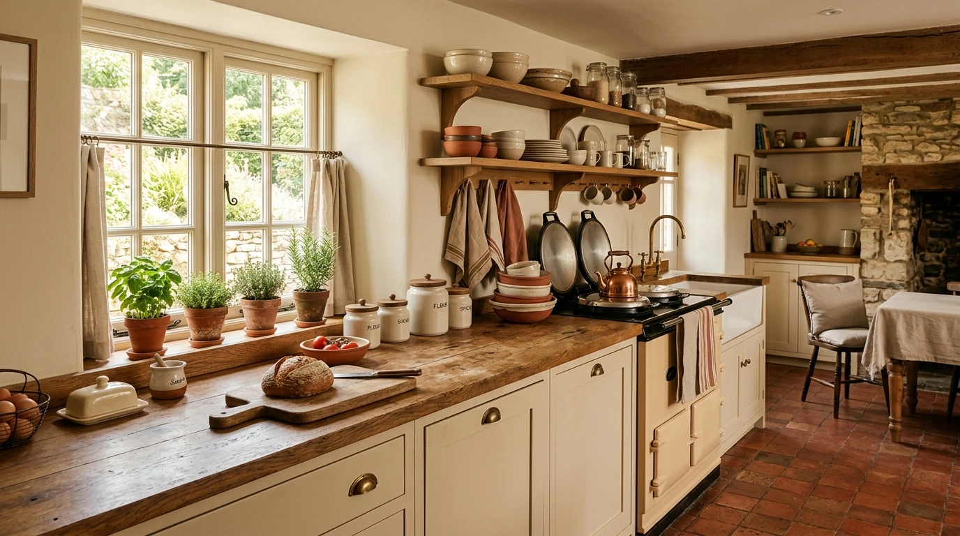 Cuisine équipée et chaleureuse d'un gîte