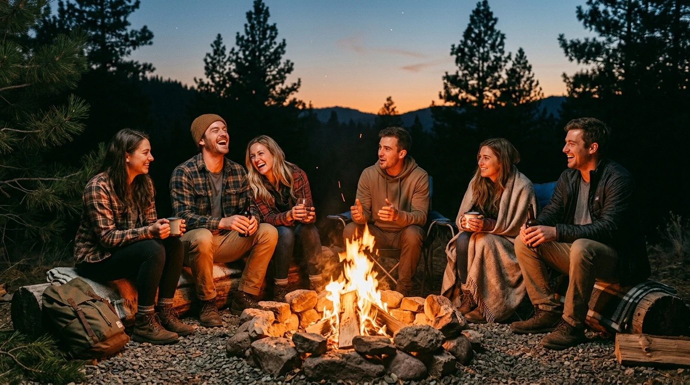 Soirée conviviale autour d'un feu de camp