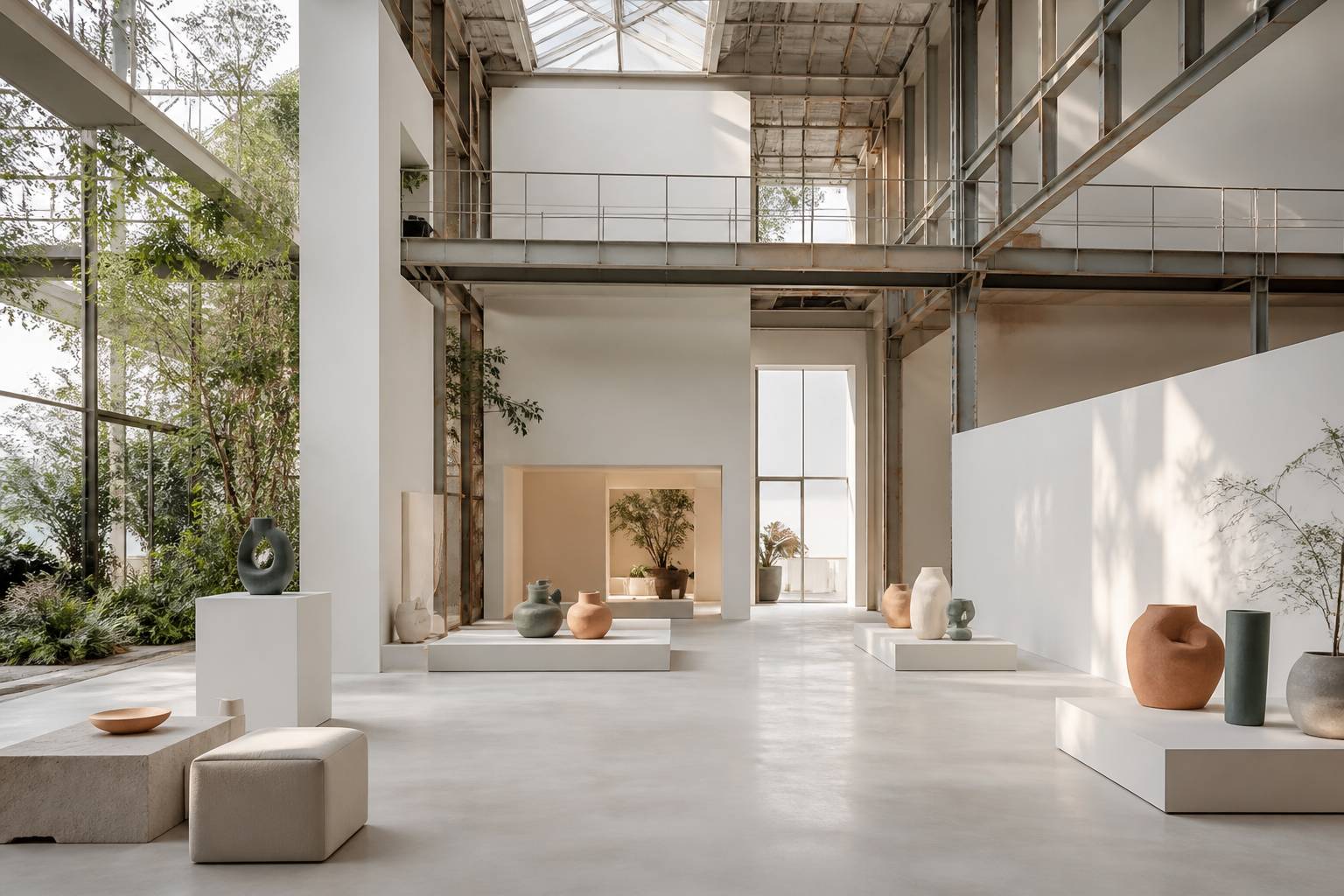 Espace d'exposition contemporain dans une ancienne manufacture industrielle