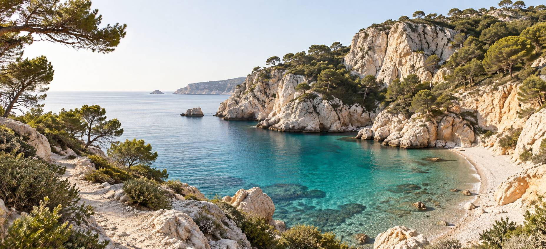 Illustration éditoriale du sujet : À la découverte des 5 calanques incontournables de La Ciotat à ne pas manquer !