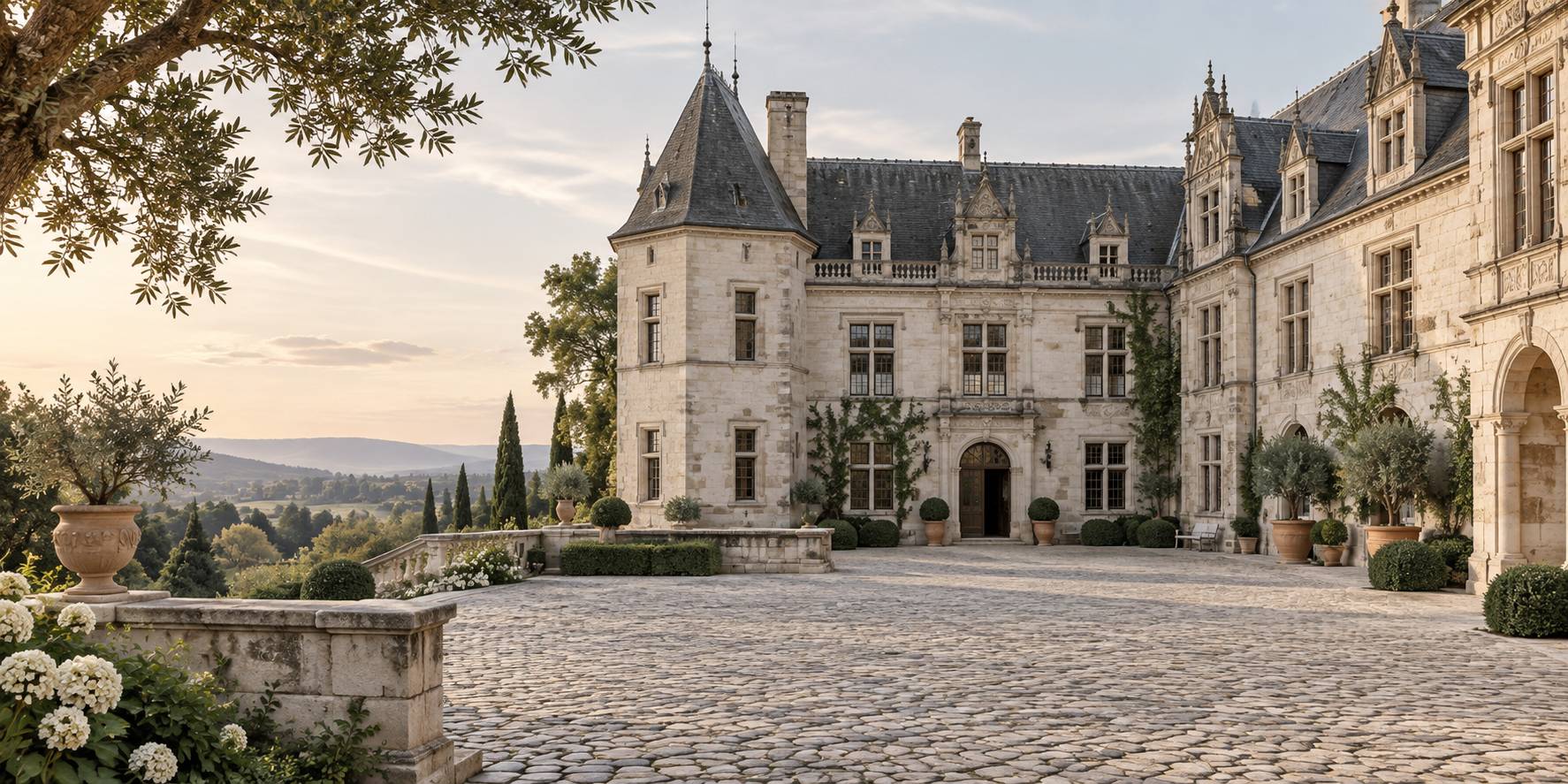 Château d'Anet de la Renaissance avec tourelles, jardins réguliers et douves