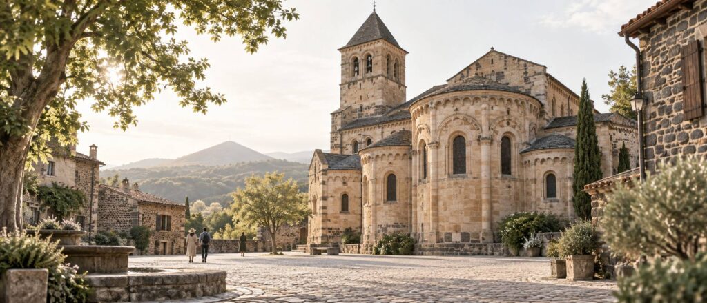 Illustration éditoriale du sujet : Clermont-Ferrand : À la découverte de l'église emblématique Notre-Dame-du-Port