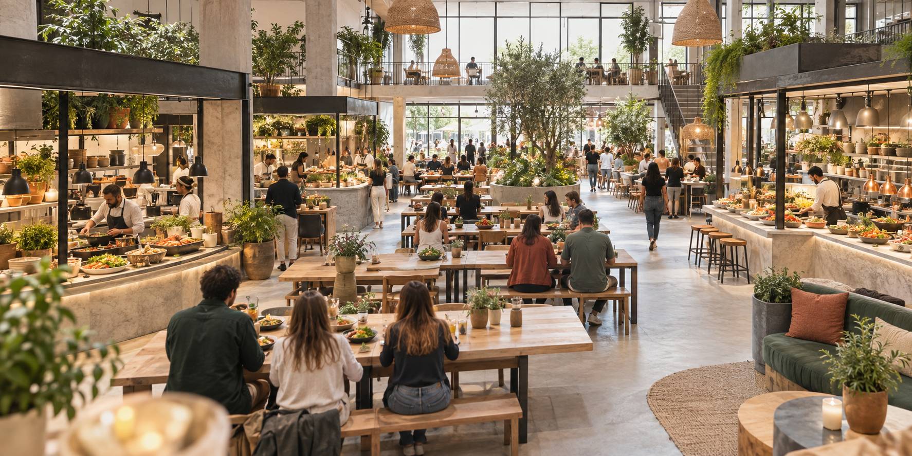 Illustration éditoriale du sujet : Découvrez le classement des 8 meilleurs food courts urbains incontournables