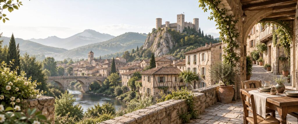 Illustration éditoriale du sujet : Découvrez les 10 activités incontournables à Foix, joyau de l'Ariège