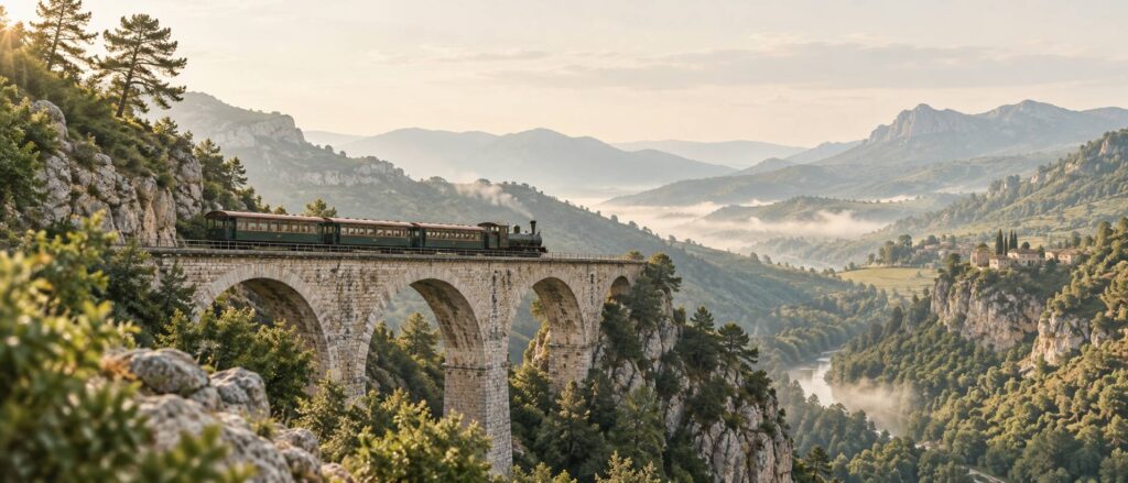 Illustration éditoriale du sujet : Découvrez les 15 trains touristiques les plus pittoresques de France