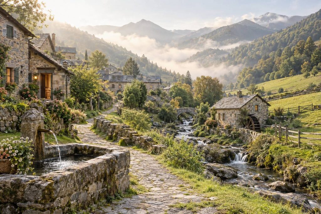 Illustration éditoriale du sujet : Explorer les trésors cachés de la Vallée d'Aure dans les Pyrénées