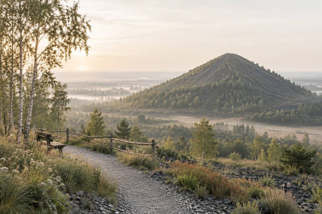 Illustration éditoriale du sujet : Les Terrils : Les Géants Oubliés qui Sculptent le Paysage du Nord