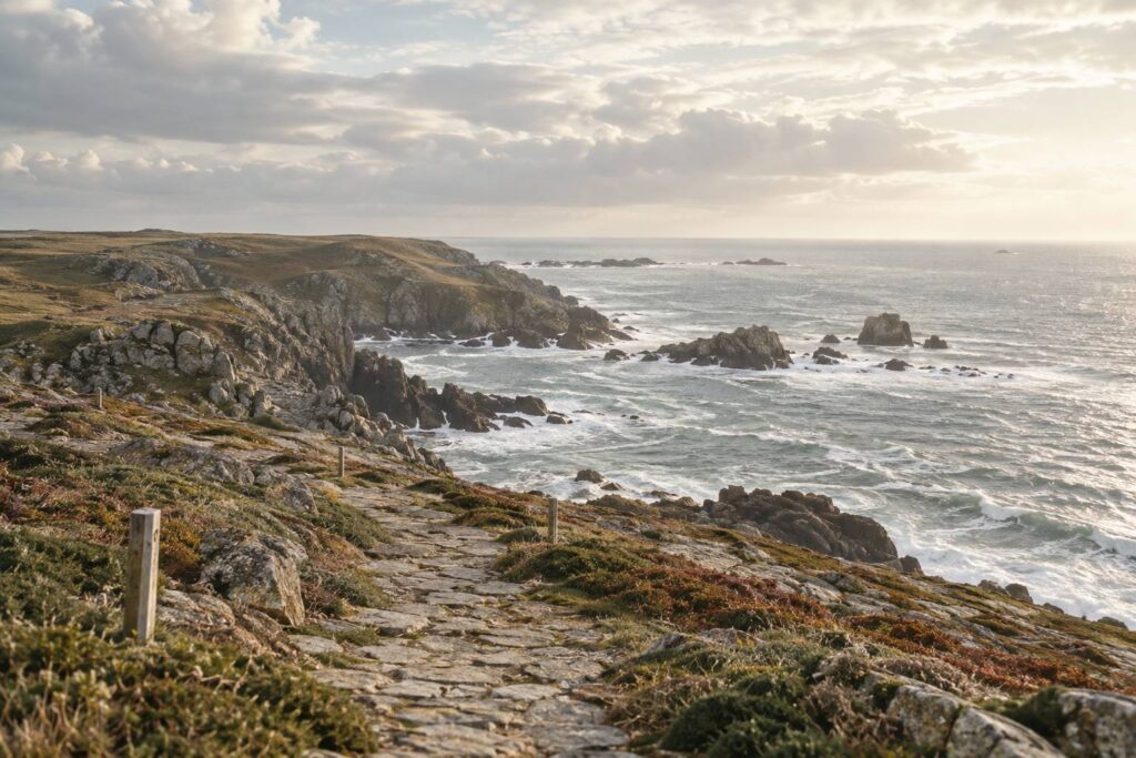 Promontoire rocheux de la Pointe du Raz face à l'Atlantique