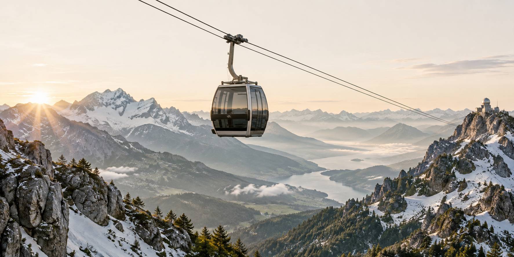 Illustration éditoriale du sujet : Top 5 des téléphériques à couper le souffle pour une vue époustouflante