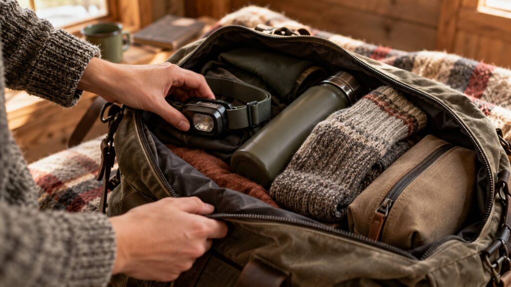 Illustration de détail sur le sujet : Que mettre dans sa valise pour une nuit en cabane perchée